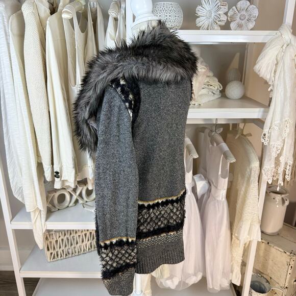 Sleeping on Snow sz. Medium dark gray lagenlook boho sweater office casual #4404 - Picture 5 of 11